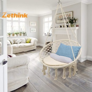 Silla <span class=keywords><strong>Colgante</strong></span> Tipo Cesta para Adultos y Niños ZT-043-1 con Borlas, para Uso en Interiores y Exteriores, Material de Algodón, <span class=keywords><strong>Hamaca</strong></span> Reclinable para el Hogar - Product Image 1