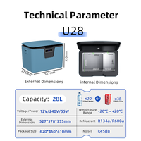 Mini-réfrigérateur-congélateur portable U28 28L DC 12V/24V avec compresseur, distributeur d'eau et réservoir, faible bruit, en plastique, idéal pour le camping