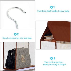 Hot Sale Women's Foldable Non-Woven Fabric Hanging Organizer Multi-Layer Sturdy Hook for Purse and Handbag Storage in Wardrobe - Product Image 4