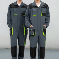 Ensemble de vêtements de travail haute visibilité pour hommes, en toile de polyester durable et réfléchissante, veste et pantalon de mécanicien avec plusieurs poches et genouillères