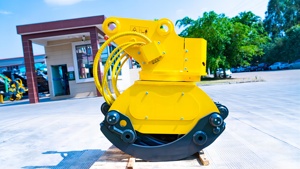 XUVOL Towable Log <b>Trailer</b> with Wheeled Hydraulic Grab Excavator 25 Ton Loading and Unloading Sugar Cane Wood Grapple - Product Image 3