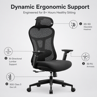Chaise de bureau ergonomique en maille avec base cantilever, support lombaire réglable, accoudoirs 3D, chaise de bureau pour la maison et le bureau