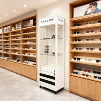 Vitrine de lunettes à monture en aluminium personnalisée Vitrine de lunettes de soleil à monture en verre sur pied avec lumières LED
