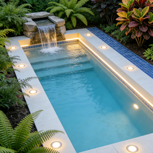 Piscina Infantil de Fibra de Vidrio para Exteriores, Resistente a los Rayos UV, Duradera, Fácil de Instalar, Forma Rectangular - Product Image 1