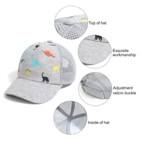 Gorra de béisbol ajustable para niños pequeños, gorra de secado rápido con estampado de dinosaurio, para bebés, niños y niñas de 0 a 5 años