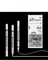 Marqueur d'art double pointe en plastique acrylique blanc, surligneur à pointe souple pour étudiants, peinture graffiti