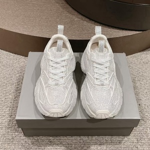 Nouvelles baskets compensées blanches premium 2026 avec strass, plateforme scintillante, style décontracté, chaussures de papa à paillettes - Product Image 4