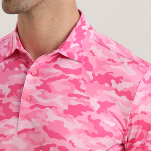 Marque privée broderie personnalisée sublimation impression polo de golf évacuation de l'humidité 4 voies extensible hommes chemises de golf personnalisées - Product Image 5