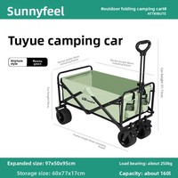 Chariot de camping pliable SunnyFeel à trois roues en métal, chariot portable pour le shopping et les outils