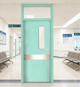 <span class=keywords><strong>Puerta</strong></span> de Acero y Madera de 45 mm con Panel de Vidrio de Apertura Lateral, Diseño OEM DOM, Estándar CE, Moderna, Precolgada, para Proyectos Médicos y Hospitalarios - Product Image 1