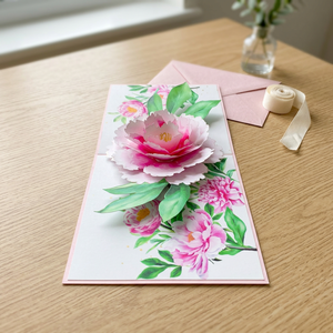 Meilleur Prix Carte Pop-up 3D Moderne Rose Pivoine Découpée au Laser Personnalisée, Artisanat en Papier, Artisanat Vietnamien, Cadeaux Promotionnels de Bienvenue - Product Image 4