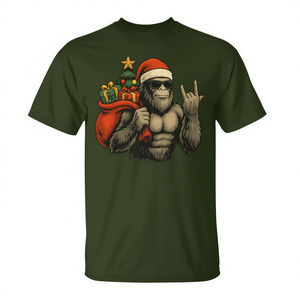 Camiseta Bigfoot Santa Christmas Tree Rock On Xmas Sasquatch - Product Image 2