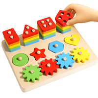 Juguetes de Madera Montessori para Niños Pequeños, Rompecabezas de Apilamiento de Formas, Juego de Engranajes de Combinación, Juguetes Educativos Preescolares, Actividad de Aprendizaje