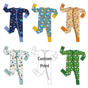 Pijamas con cremallera <span class=keywords><strong>de</strong></span> bambú orgánico, <span class=keywords><strong>de</strong></span> bebé con estampado <span class=keywords><strong>de</strong></span> arcoíris peleles, traje <span class=keywords><strong>de</strong></span> dormir con cremallera, Mono para recién nacido, ropa para bebé - Product Image 3