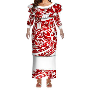 ชุดเดรสผู้หญิง2ชิ้นขนาดใหญ่พิเศษพิมพ์ลาย tonga elei TRIBAL samoan puleptaha ลำลองกำหนดโลโก้เอง - Product Image 1