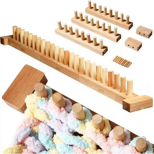 Machine à tricoter en bois pour couvertures, tricotage plat avec aide pour le fil, facile à utiliser, méthode simple, en bois - Product Image 1