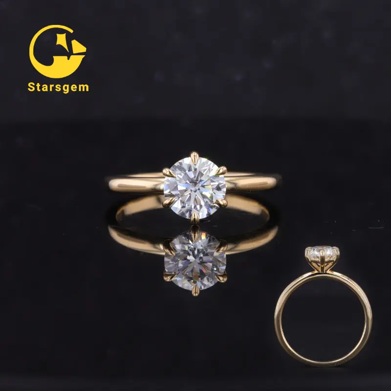 Stars gem D E F Farbe VVS-VS IGI zertifiziert 18k Gelbgold Labor gewachsen Diamant cvd Diamantring