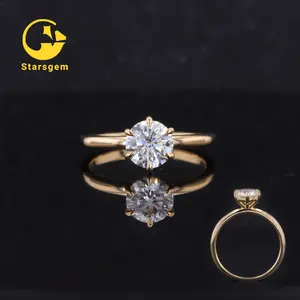 Starsgem D E F color VVS-VS IGI certified 18k yellow gold lab grown diamond cvd diamond ring