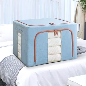 Clothing Organizers Foldable fabric Clothes Storage Boxes Bins Clear Window for toys bedding blanket quilt