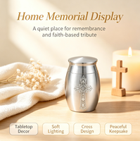 Urna Conmemorativa para Mascotas Grabada, Urna de Recuerdo de Aleación de Aluminio con Tapa Sellada, Contenedor para Cenizas de Perros y Gatos, Diseño Religioso con Cruz
