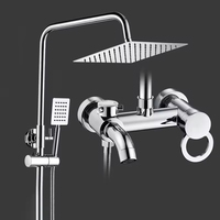 Système de douche de salle de bain en laiton chromé moderne ensemble de mélangeur douches de pluie robinet de tête eau chaude et froide ensemble de douche de salle de bain