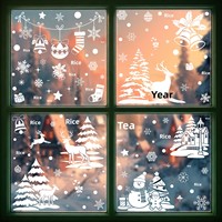 Décorations de Noël : Autocollants électrostatiques en PVC style américain pour fenêtres, motifs Élan, Flocons de neige, Clochettes, Traîneau et Père Noël, pour une ambiance festive.