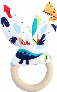 <span class=keywords><strong>Anneau</strong></span> <span class=keywords><strong>de</strong></span> <span class=keywords><strong>dentition</strong></span> en bois rond avec tissu, aide sensorielle pour bébé, fait à la main, maman et <span class=keywords><strong>lapin</strong></span> - Product Image 4