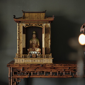 Xiangfei Bamboo Ming Style Home Guanyin and Wealth God Altar, Shrine, Buddha Cabinet, with Drawers - Product Image 1