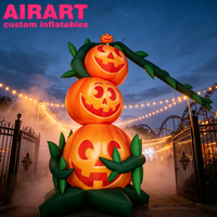 Décoration de jardin gonflable d'Halloween personnalisée : Citrouilles gonflables empilées à 3 niveaux pour la Fête des Fantômes
