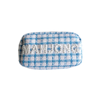 Blanc Perle Lettres Américain MAHJONG Carry Packaging Bébé Bleu Mahjong Carte À Jouer Tweed Sac avec Rose Or Fermeture Éclair