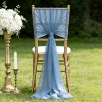 Décoration de mariage : Housse de dossier de chaise, ruban, nœud élégant en tulle, décoration florale en maille transparente pour dossier de chaise