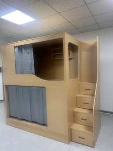 Factory Modern Design Capsule <strong>Bunk</strong> <strong>Bed</strong> Solid <strong>Wood</strong> with Partition Bookshelf &amp; Drawer-type Staircase for Home Youth Dormitory - Product Image 1