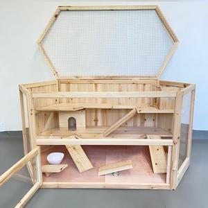 Gabbia per Criceti <span class=keywords><strong>in</strong></span> Legno Extra Large con Vassoio Scorrevole, Tetto Apribile, Rampa Larga, Ruota da Corsa, Habitat Naturale per Ratti, Topi e Piccoli Animali Domestici - Product Image 3