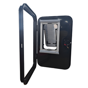 <span class=keywords><strong>Puerta</strong></span> Redonda Negra Personalizada para Autocaravana, Remolque o <span class=keywords><strong>Caravana</strong></span>, con Ventana Abrible, Persiana y <span class=keywords><strong>Mosquitera</strong></span> - Product Image 1