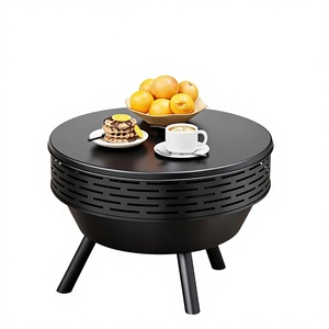 Modern Steel <b>Fire</b> <b>Pit</b> with Cooking Grate and Spark Screen <b>Portable</b> Outdoor BBQ Freestanding Wood Burning Design - Product Image 5