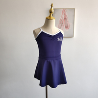 Offres Spéciales design simple vêtements de danse professionnels usine logo personnalisé bleu marine foncé couleurs ballet nylon filles robe