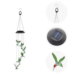 Outdoor Solar LED Lighted Hummingbird Wind Chime Lights Color Changing Hanging Lights für Garden Courtyard Decoration