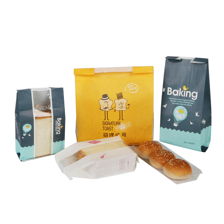Packaging Bag with Window Hot Sale Small Bakery Bread Paper Carton Plain Kraft Paper Bag Food & Beverage Packaging,food AcceptPopular