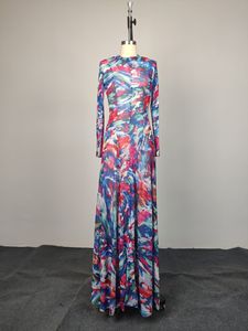 Abito lungo da donna STOCK Print a maniche lunghe, taglie forti S-2XL - Product Image 2