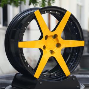 HTOR 17 18 19 20 21 22 pouces jantes de voiture noir brillant 5X112 5X120 roues forgées à face jaune à rayons multiples pour Corvette C8 Z51 A7 S7 RS7 - Product Image 2