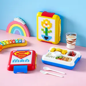 1.4L DIY Building Blocks Leakproof Microwave food Storage Plastic Container Bread Bento box School Kids student lunch Box