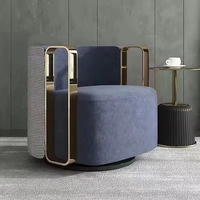 Fauteuil moderne de luxe capitonné, fauteuil pivotant en velours de couleur personnalisée, canapé simple, meubles de salon