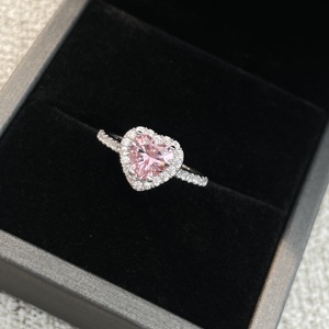 Anel de Luxo de Alta Qualidade com Diamante Rosa Cultivado em Laboratório de <span class=keywords><strong>1</strong></span> Quilate em Forma de Coração para Mulheres - Product Image 1