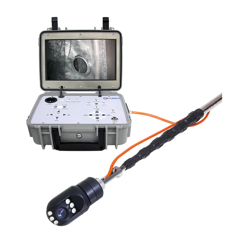 Explosion Proof Telescopic Pole 360 Rotating Chimney underground sewer pipe video inspection scope pan and tilt camera