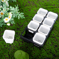 Plateau en plastique à 8 alvéoles, support pour pot de fleurs, boîte de pépinière transparente, plateau de germination pour plantes avec couvercle de base à dôme d'humidité
