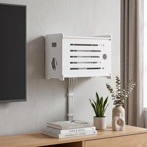 Boîte de rangement en bois pour routeurs sans fil, supports de rangement WiFi, multiprises, décodeurs TV domestiques, fixation murale. - Product Image 5