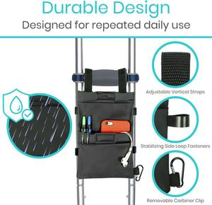 Échantillon gratuit Sac de transport pour béquille léger, accessoires pour béquille personnalisables, sac de rangement pour béquille médicale pour jambe cassée avec poches - Product Image 5