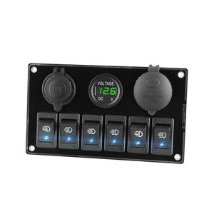 Panneau de commutation à bascule LED <span class=keywords><strong>6</strong></span> voies pour vente en gros, <span class=keywords><strong>chargeur</strong></span> rapide 3.0 36W 12V, panneau de commutation marin - Product Image 4