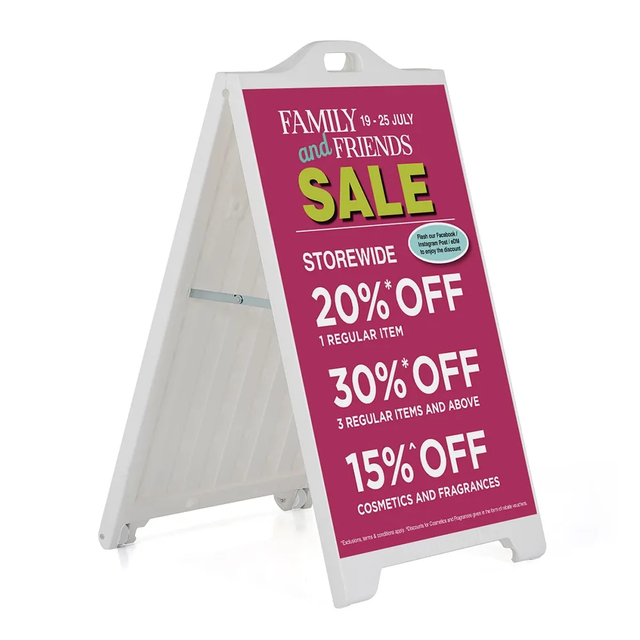 30x90cm Folding A-frame Advertising Board Portable Sidewalk Sign Pavement Sign