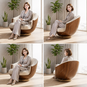 Comfortable Modern Solid Wood Ergonomic Velvet Swivel Eco-Friendly Handmade Durable Living Room Chair - Product Image 3